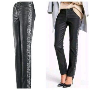 💋3/$18 NWT Coated Black TUXEDO Stripe Snake Skin NYDJ Not Your Daughters Jeans